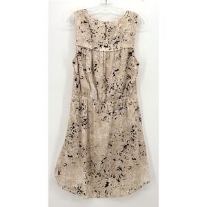 Halston Sleeveless Abstract High-Low Midi Dress Size Large Beige Lined NWT